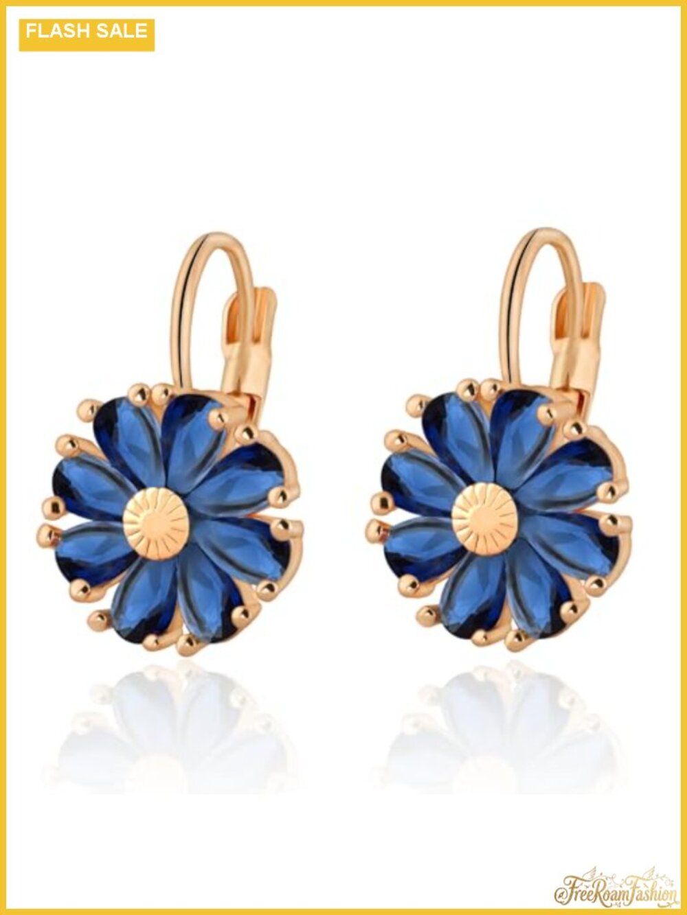 14K Gold Plated Flower Leverback Earrings Birthstone Gift